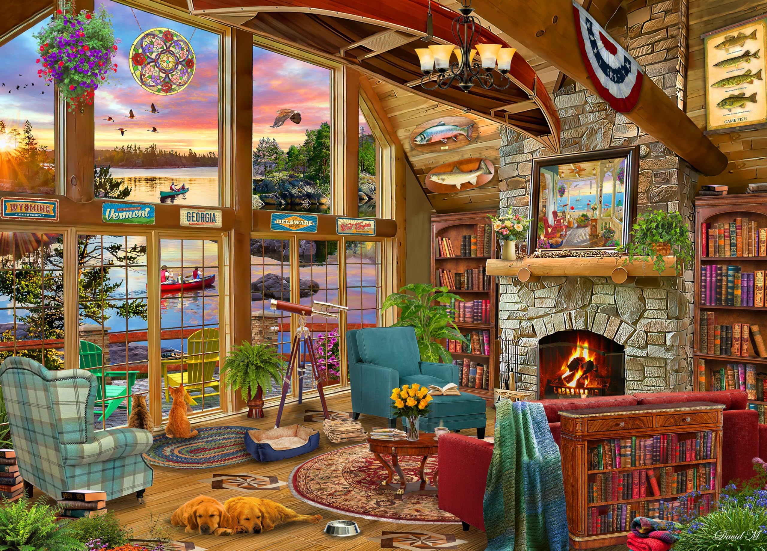 Amazon.com: Ceaco - Sunset Lodge - 1000 Piece Jigsaw Puzzle for