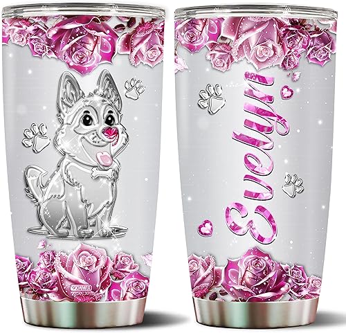 Regalos personalizados de pastor alemán para mujeres, taza de café aislada de acero inoxidable de 20 onzas, vaso de viaje, Navidad, cumpleaños, día