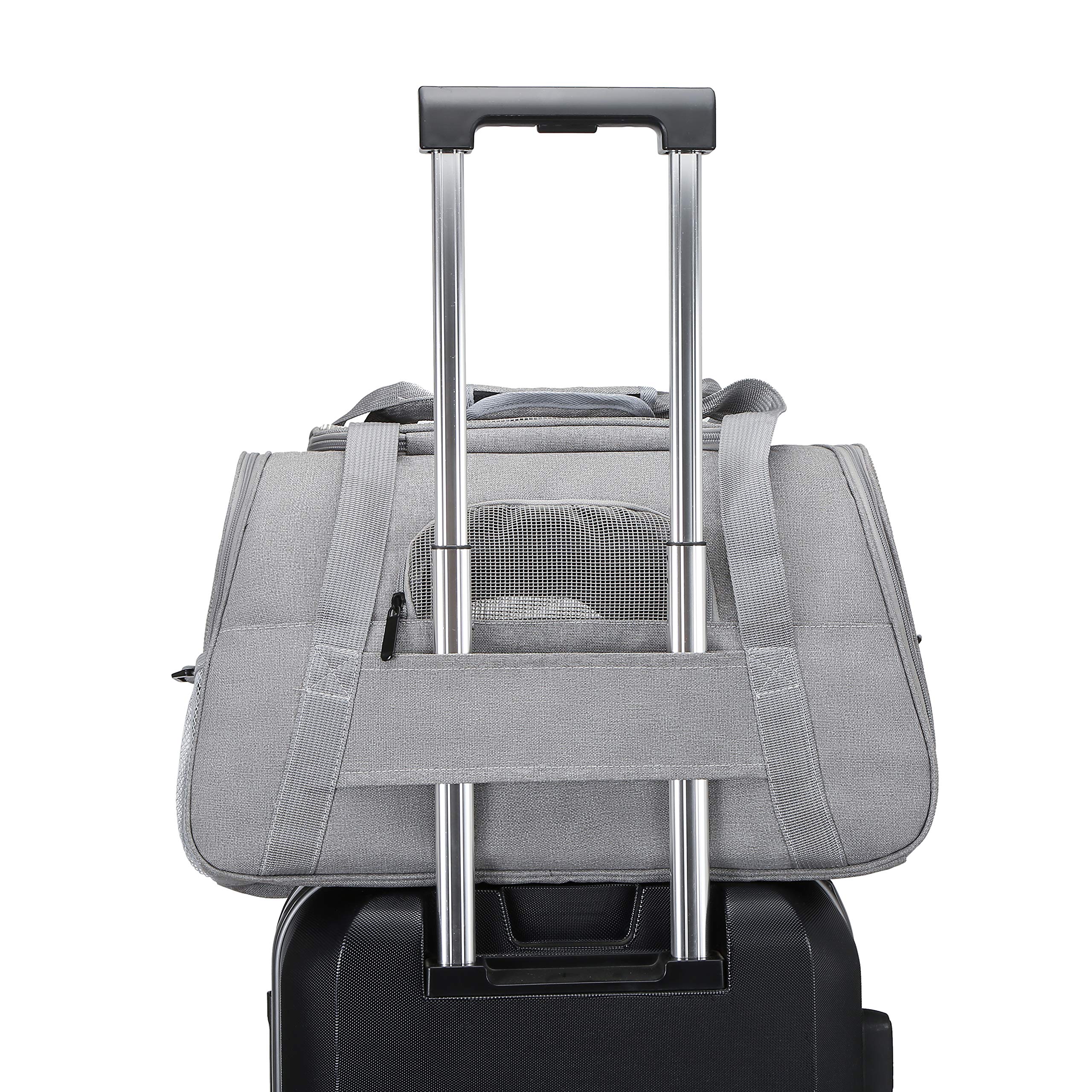 Transportín Gato Perro, Bolsa de Transporte Plegable para Mascota de Viaje Portátil y Transpirable con Correa Interior de Seguridad