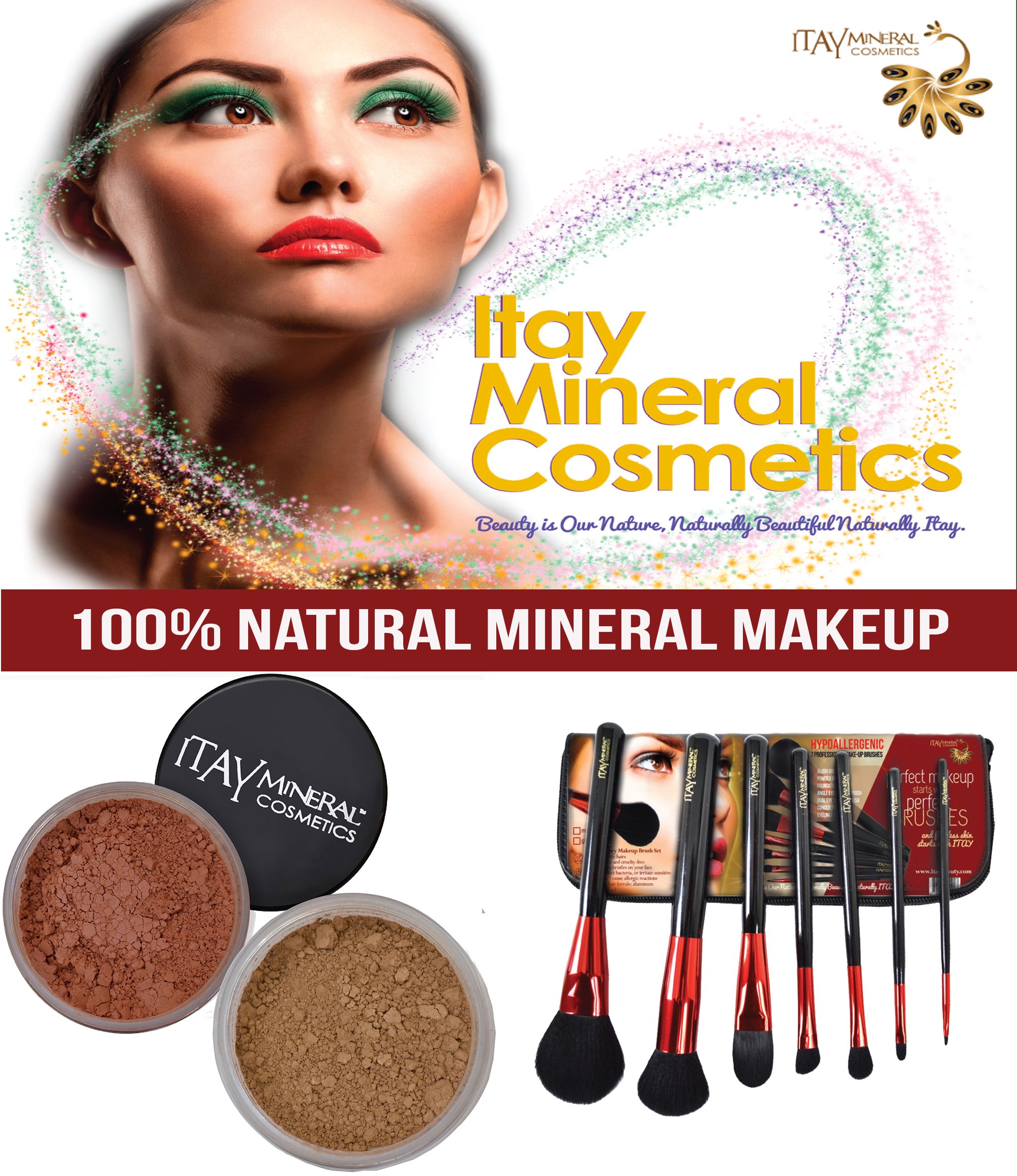 ITAY Luxury Set with 7-Piece Brush Set (gloss) + MF9"Tiramisu" + MB6 Blush