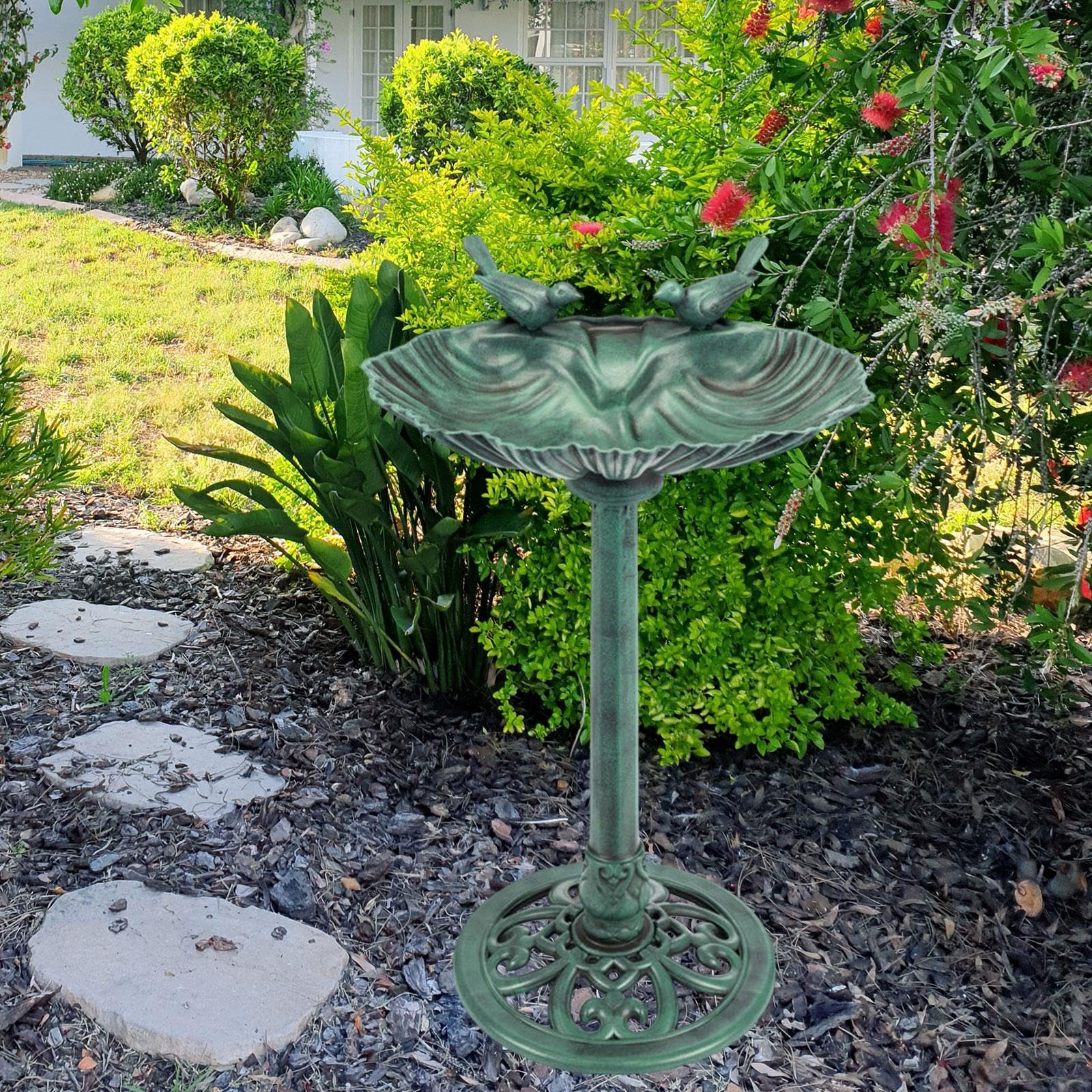 Harilla Bebedero para Pájaros para El Jardín – Ideal para Regalar a de Las Aves – Elegante Bebedero Independiente de Diseño Vintage – Accesorio de, Verde