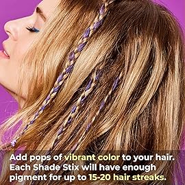 Hally Hair Temporary Hair Color, Shade Stix (Purple) - Hair Makeup Accessories for Kids, Teens & Adults - 12 ml Washable Hair Chalk & Dye for Festivals, Sporting Events & Parties