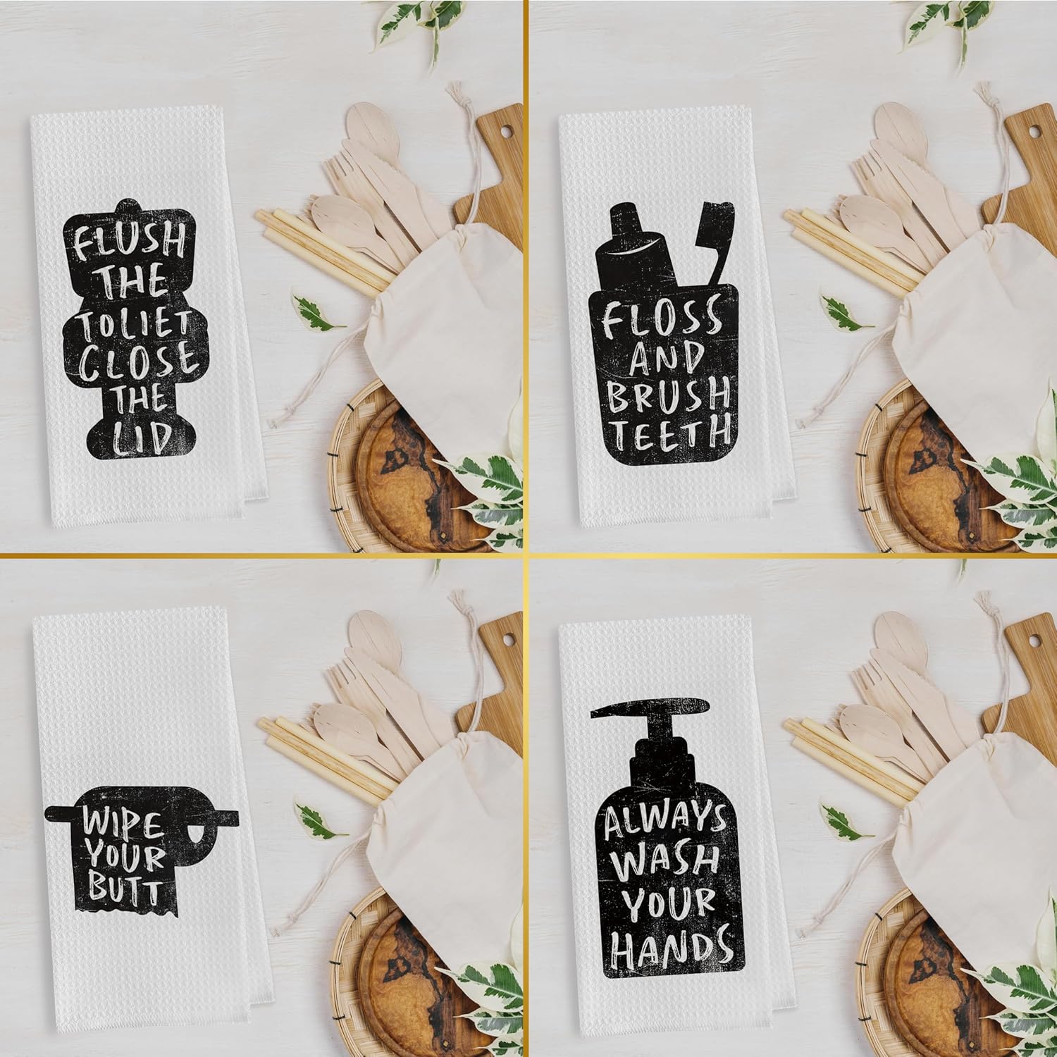 Funny Bathroom Hand Towels Set - Funny Bathroom Decor, Hand Towels (16×24 Inches Set of 4) - Image 2