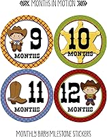 Vista 4 de Calcomanías mensuales para bebé, calcomanías de hitos mensuales, calcomanías del mes del bebé para niño, vaquero occidental, estilo 340