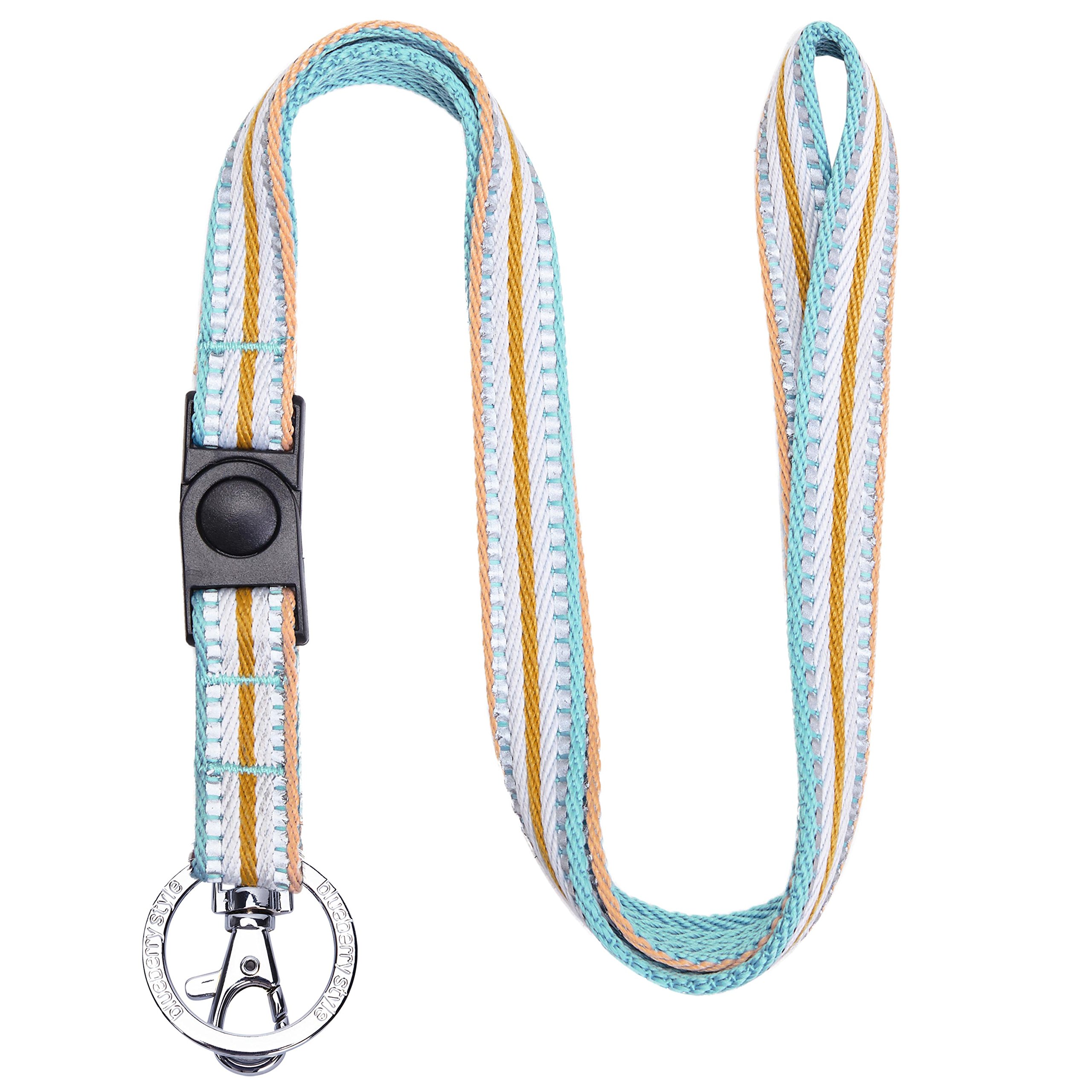 Cordon porte-clés anti-casse Blueberry Pet à rayures bleu pastel et beige