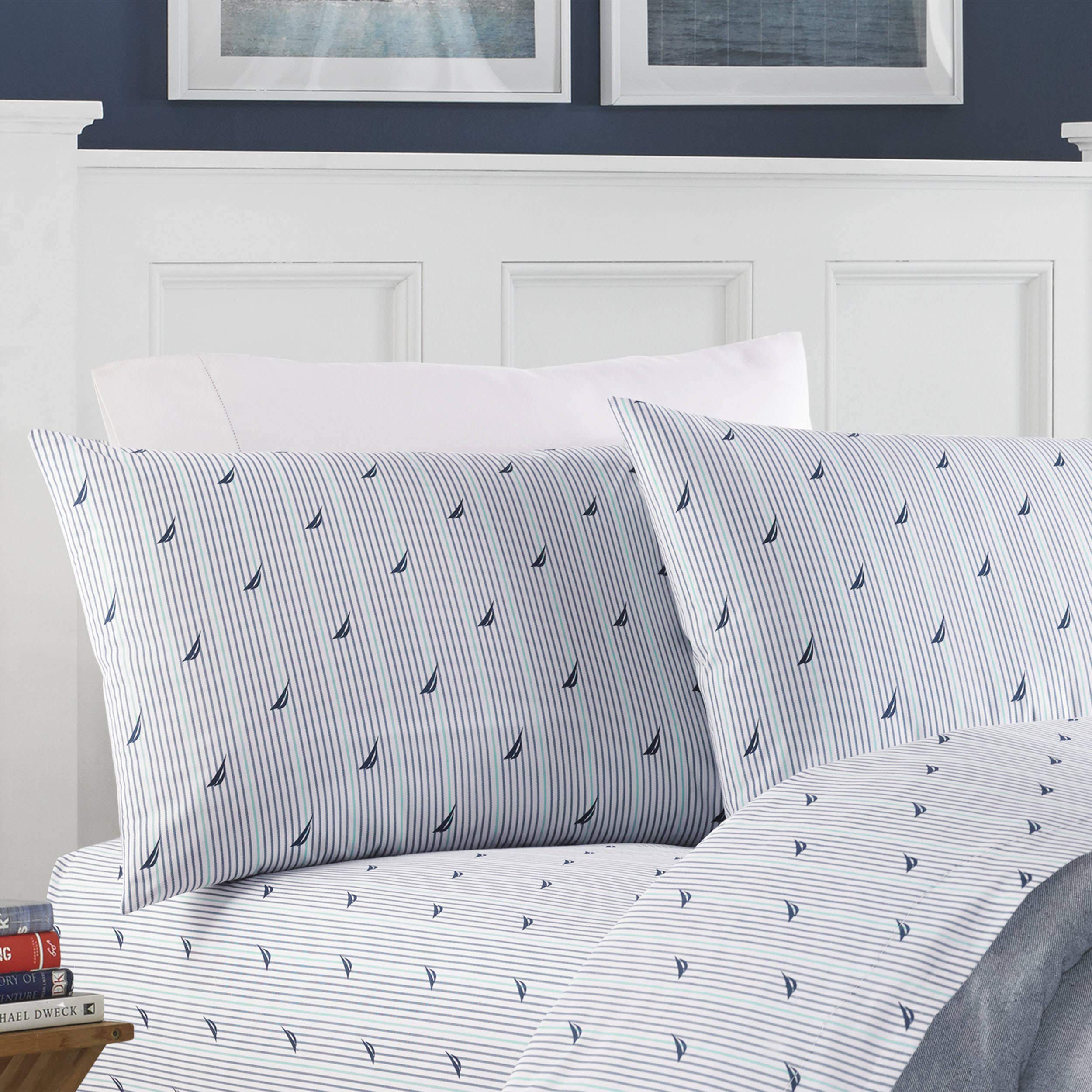 Nautica - Percale Collection - Bed Sheet Set - 100% Cotton, Crisp & Cool, Lightweight & Moisture-Wicking Bedding, Twin XL, Audley