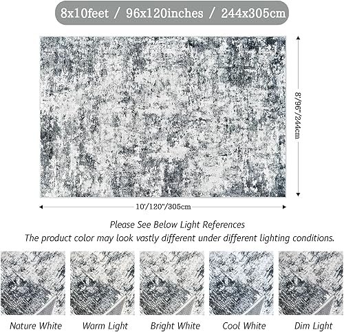 Miniatura 105 de Alfombras de área de 5 x 7 pies para sala de estar, antideslizante, lavable, resistente a las manchas, alfombra abstracta moderna de gran área
