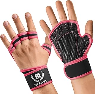 MAVA Open Gym Gloves for Men & Women; Padded Weight Lifting Gloves with Wrist Support for Comfort, Protection; Strong-Grip...