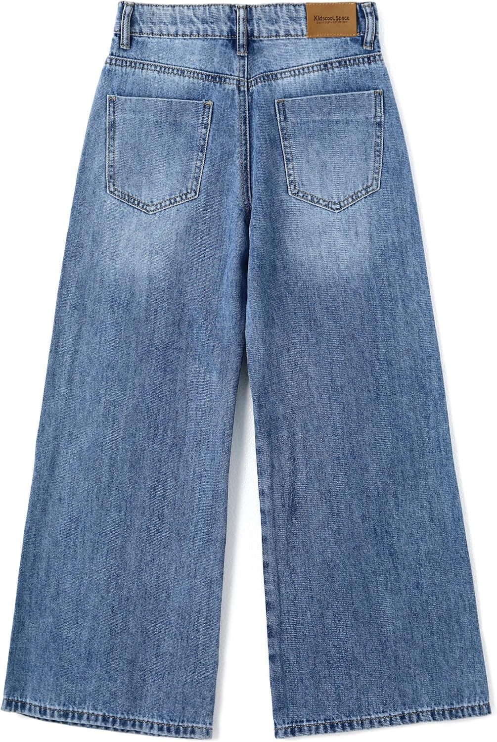 KIDSCOOL SPACE Girls Jeans,Ripped Wide-Leg Denim Pants - Image 3