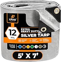 Vista 1 de Xpose Safety Lona protectora de polietileno plateado resistente de 5 x 7 pies - Funda protectora multiusos - Duradera, resistente al agua