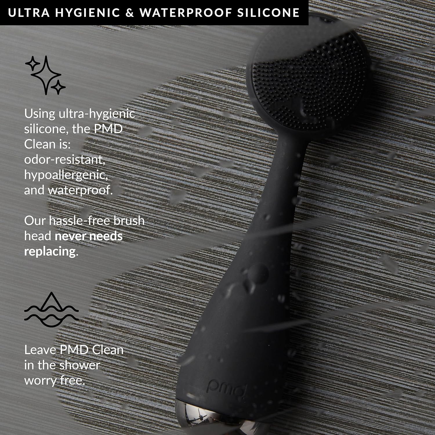 PMD Clean - Smart Facial Cleansing Device with Silicone Brush & Anti-Aging Massager - Waterproof - SonicGlow Vibration Technology - Lift, Firm, and Tone Skin on Face and Body - Black : Beauty & Personal Care