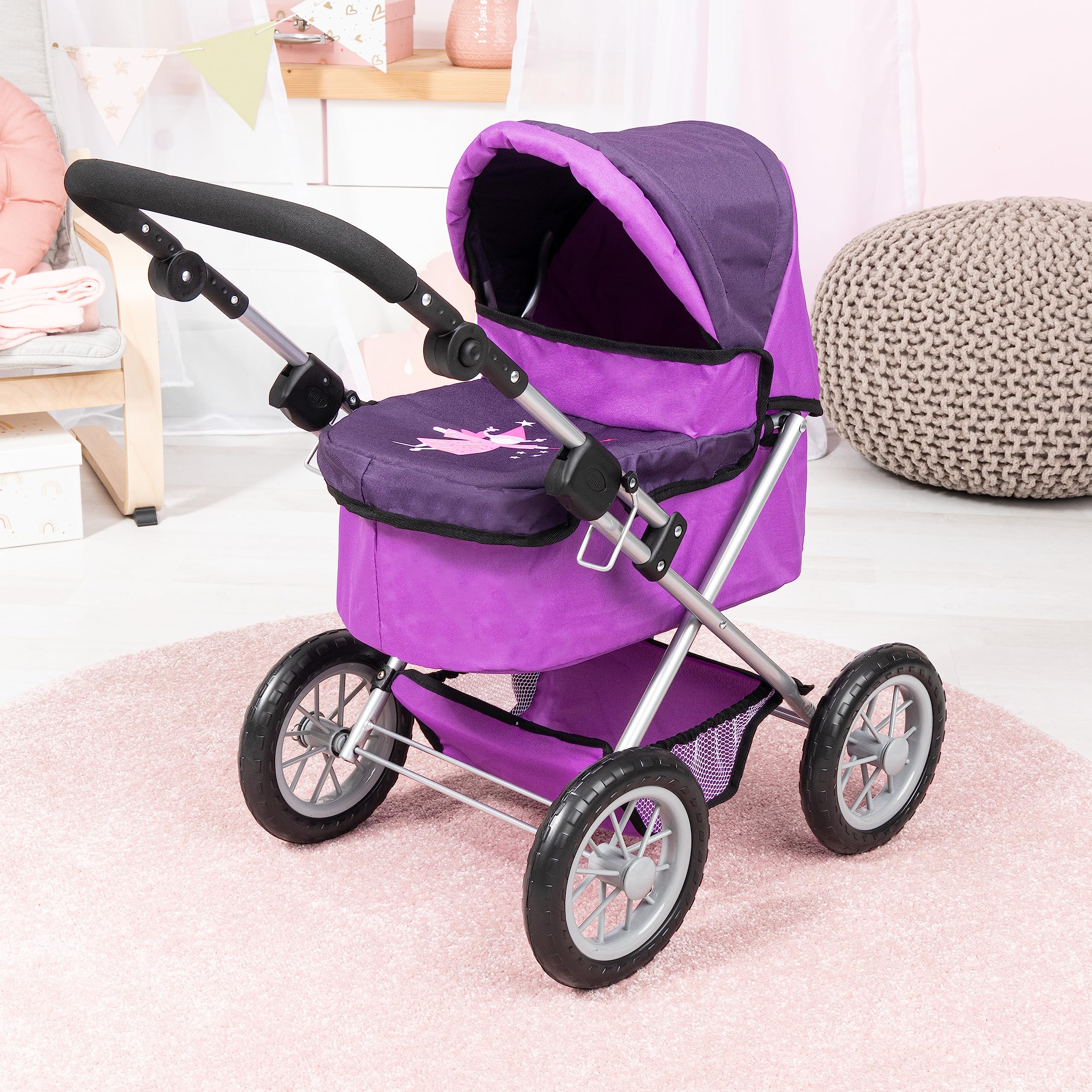 Bayer Design - Poussette Landau pour Poupée - Trendy - Réglable, pliable (67 x 41 x 67 cm) | poignée réglable en hauteur, pliable, grandes roues adaptées à tous les types de terrain, pour les enfants à partir de 3 ans