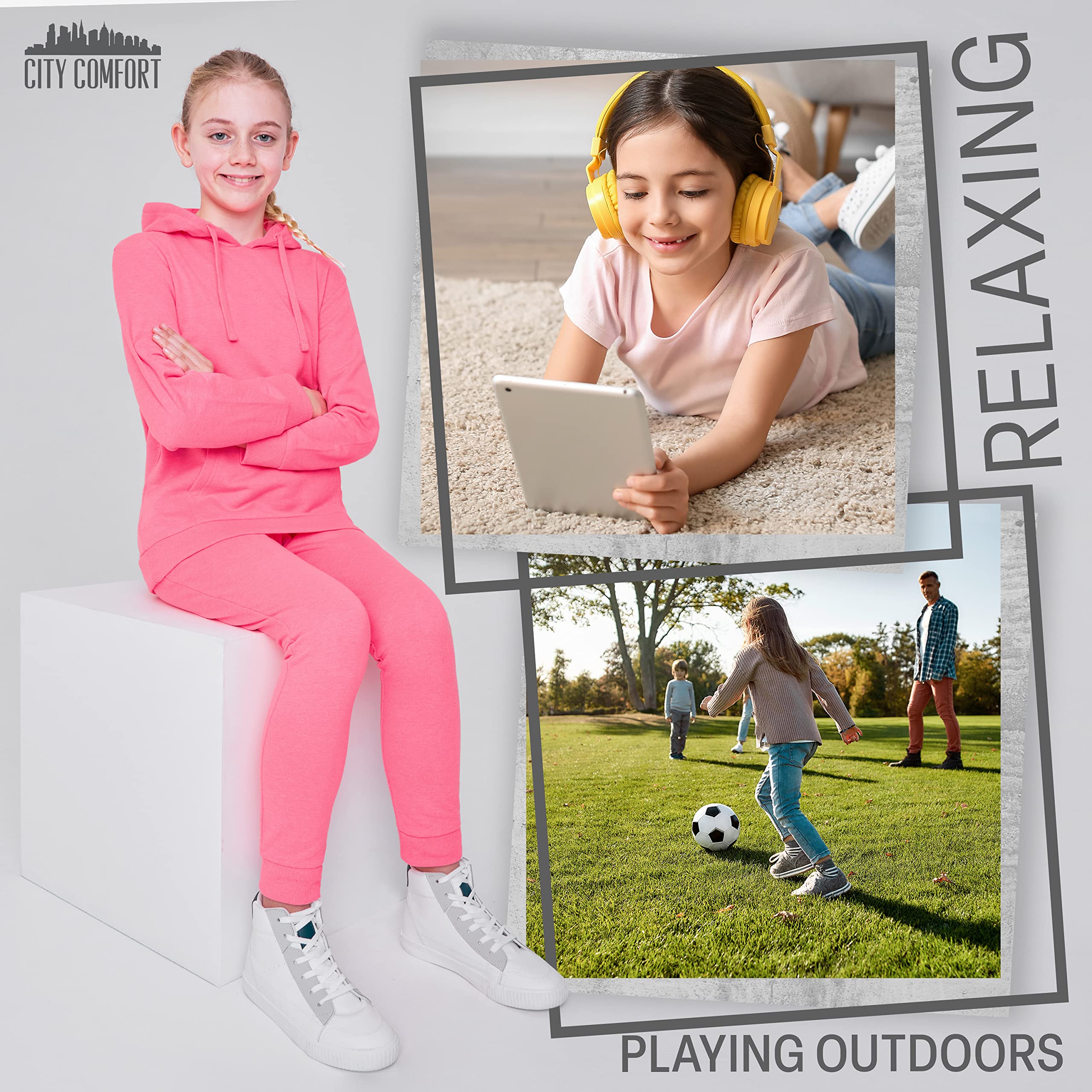 CityComfort Jogging Fille - Ensemble de Survêtement Fille - Sweat Capuche et Pantalon Jogging - Vêtements Mode 5-15 Ans