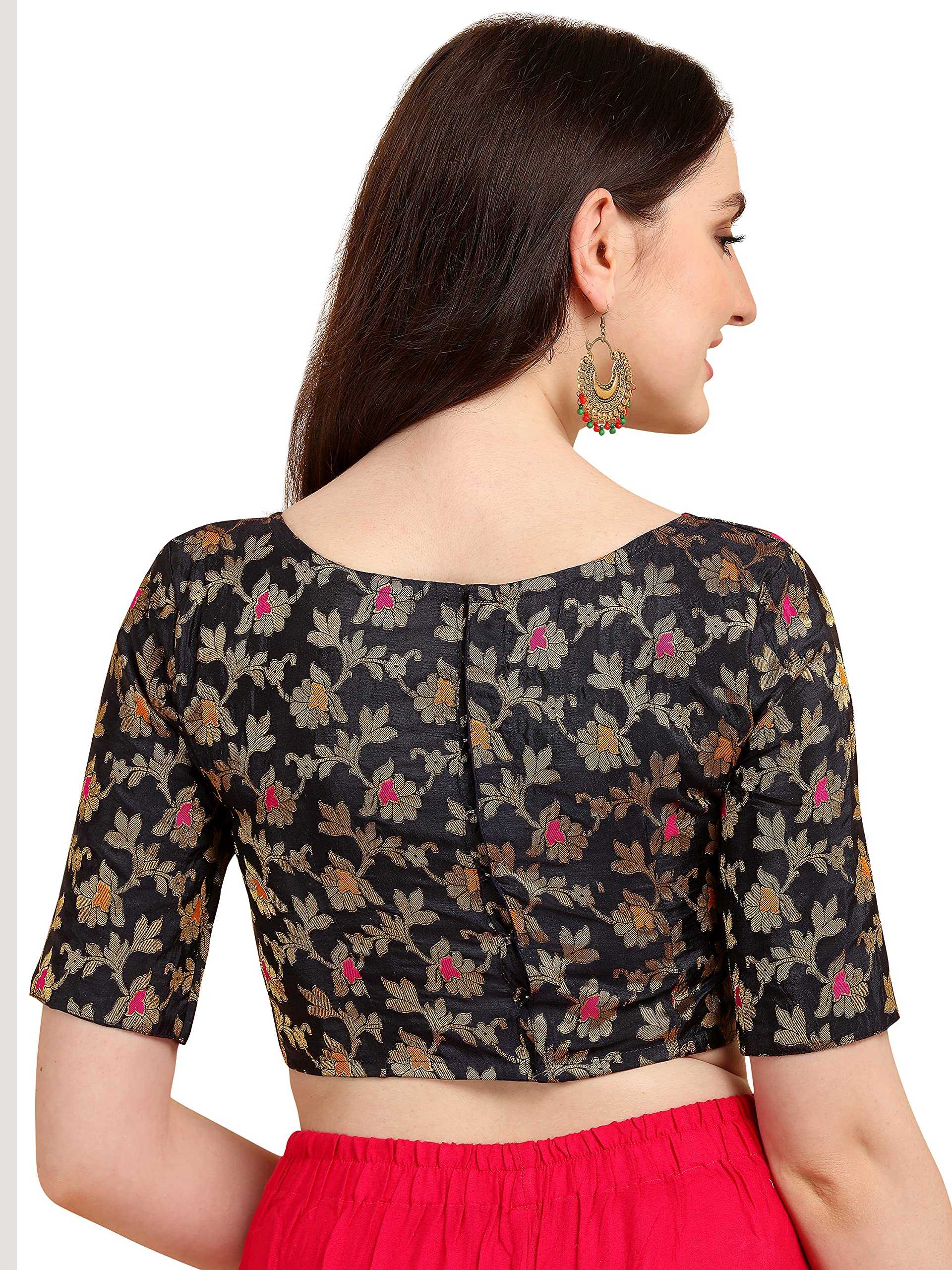 Oomph Jacquard Blue Readymade Blouse For Women - Rbbl84L