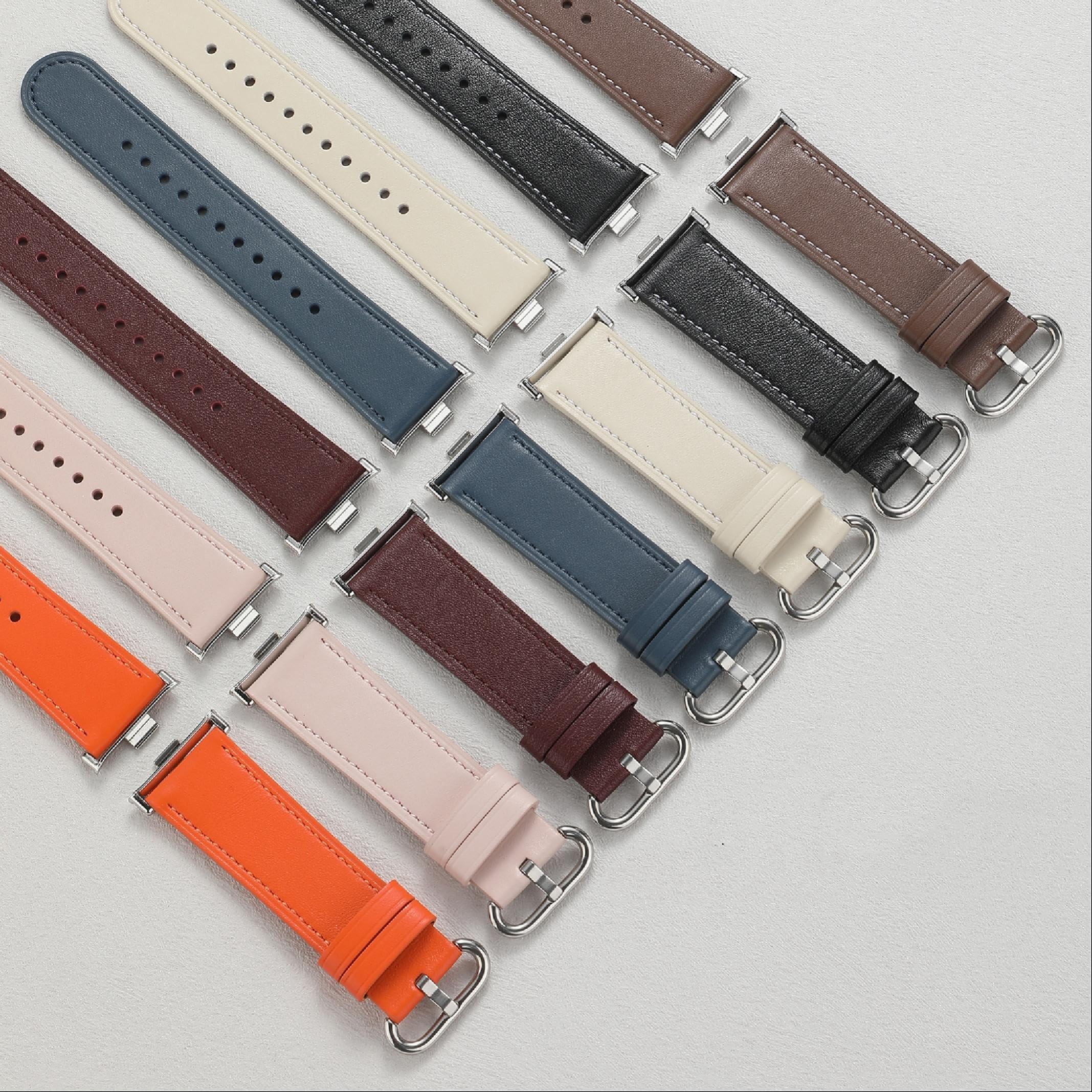 GIOPUEY Cinturini Compatibile con Xiaomi Band 9 PRO/8 PRO, Vera Pelle Cinturino [Resistente all'Usura] [Traspirante] - Navy Blue