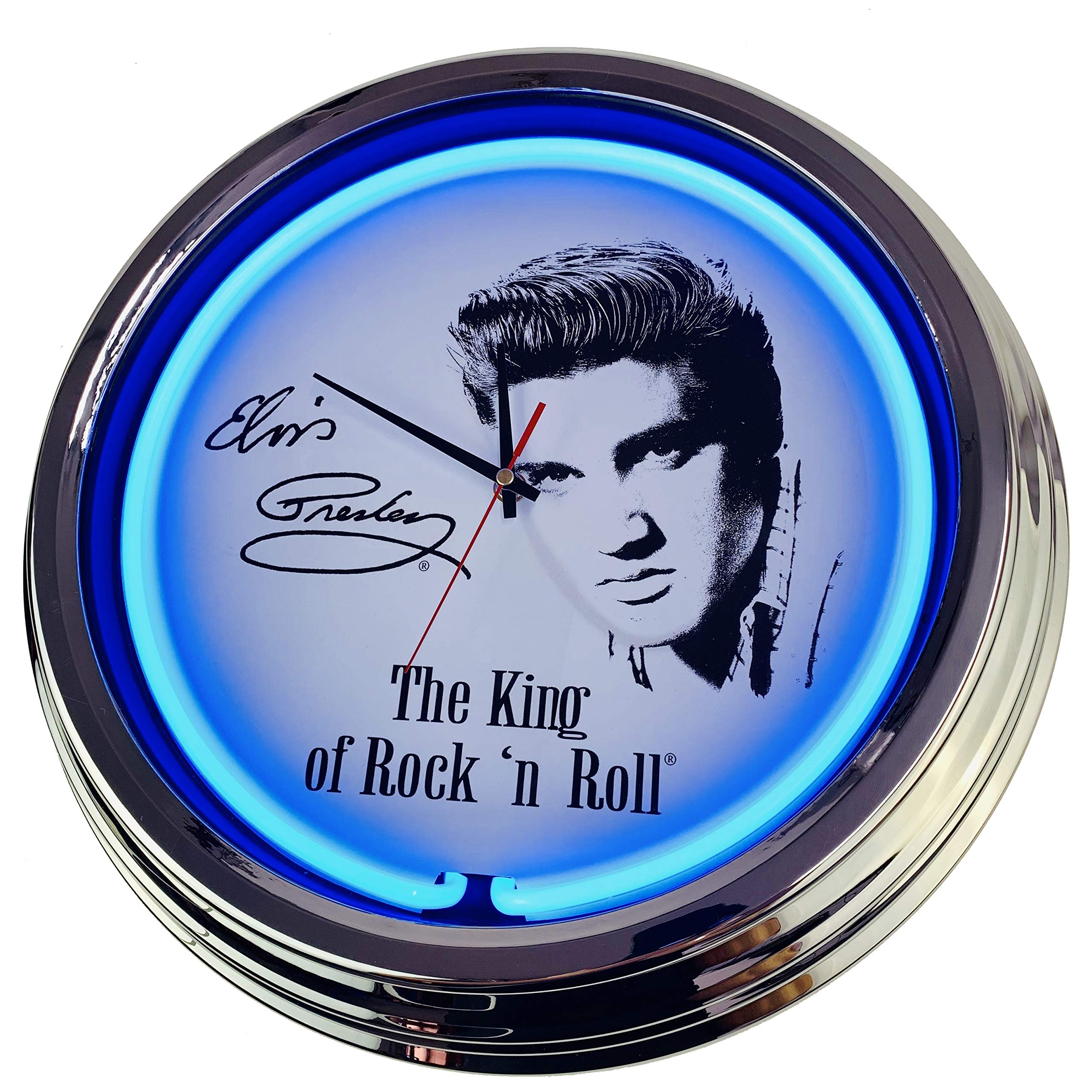 Neon Clock Elvis Presley Wanduhr Blau