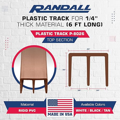 Vista 20 de Randall Manufacturing Co., Inc Riel de puerta corredera de plástico 6 pies de largo Se adapta a puertas de 1/4 pulgadas Instalación fácil