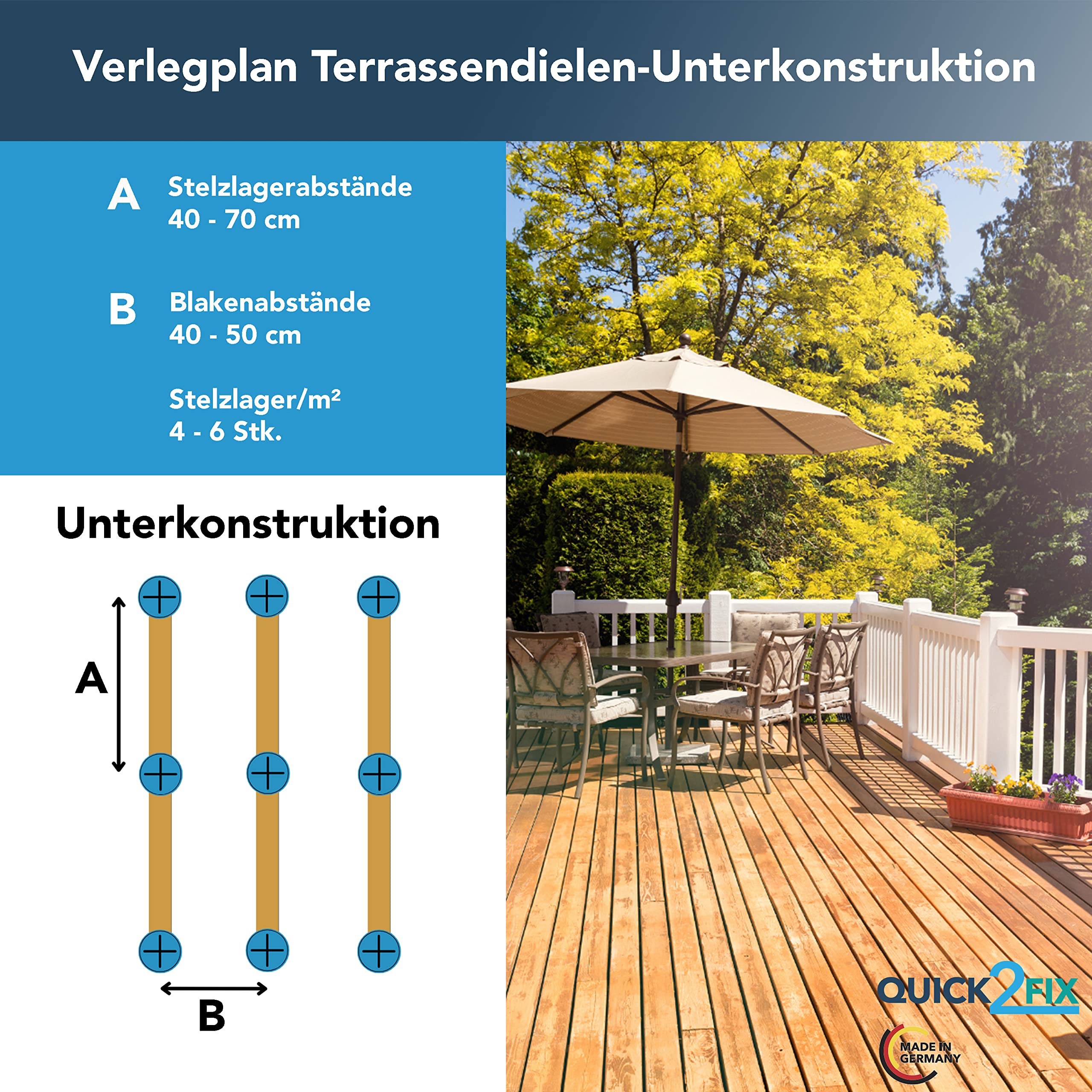 Stelzlager höhenverstellbar 75-195mm (Größe XL) - Dielenaufleger | 12 Stk.