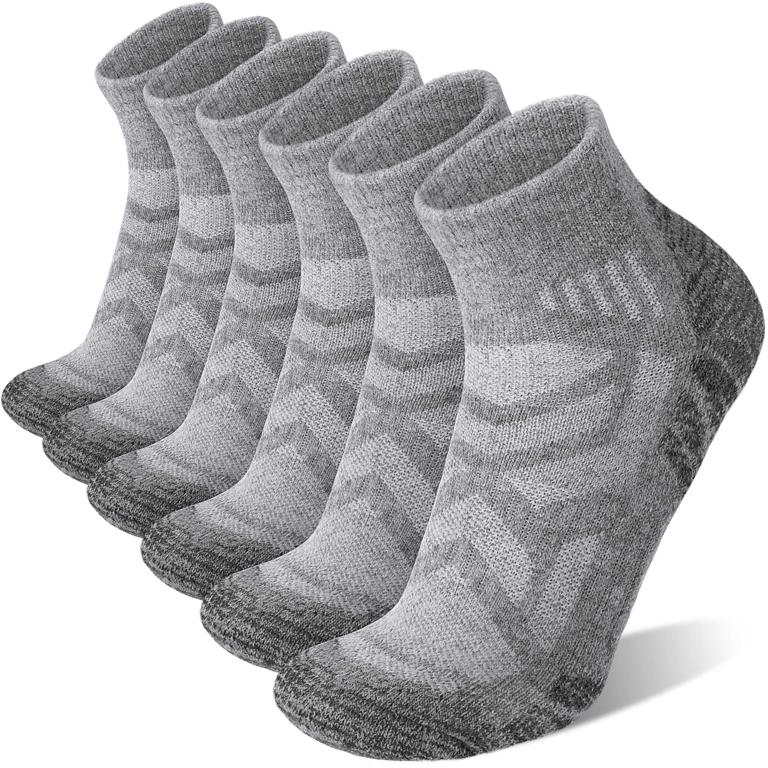 ANTSANG 6 Pairs Merino Wool Hiking Running Socks, Enhanced Breathability, Warm Quarter Ankle Socks for Men and Women