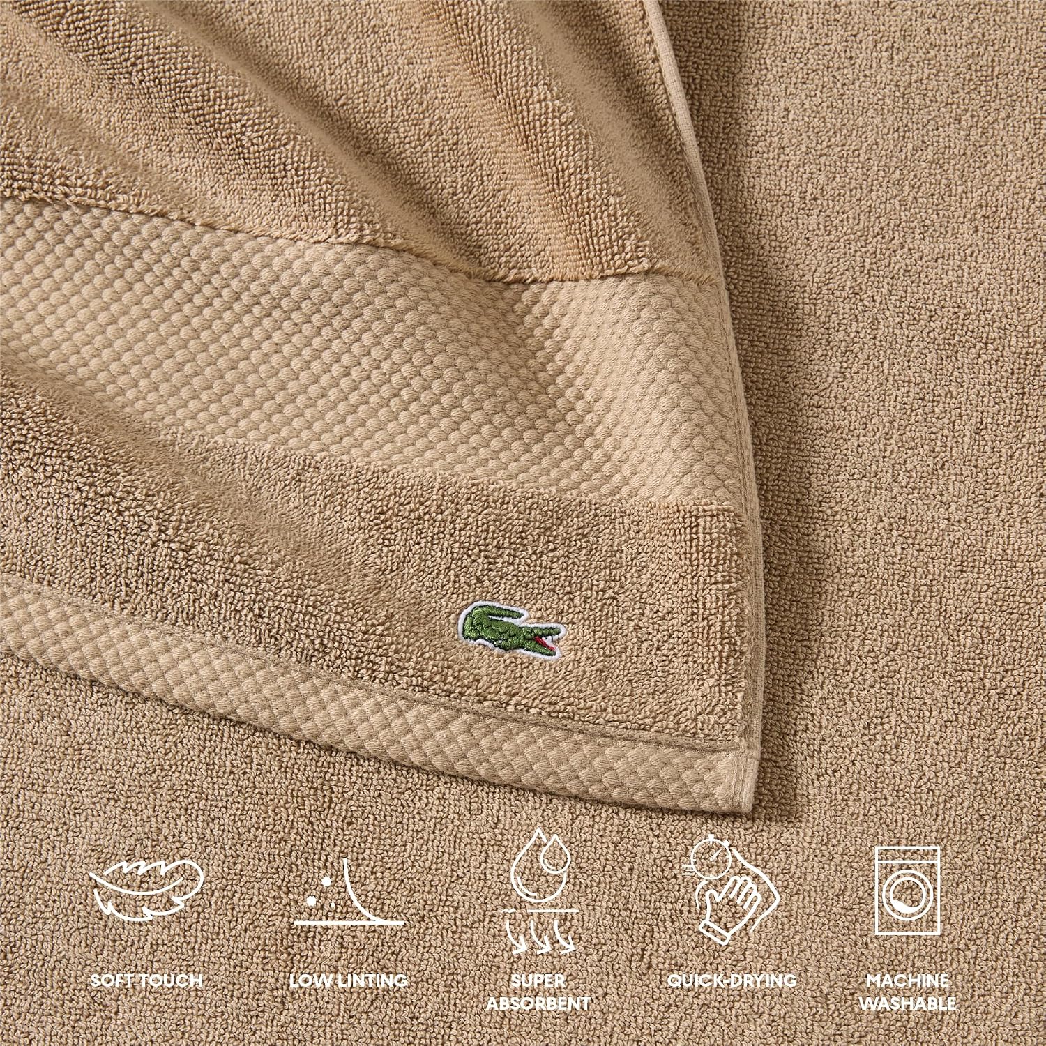 Lacoste Heritage 100% Supima Cotton Tub Mat 21" x 31", Sand image 4