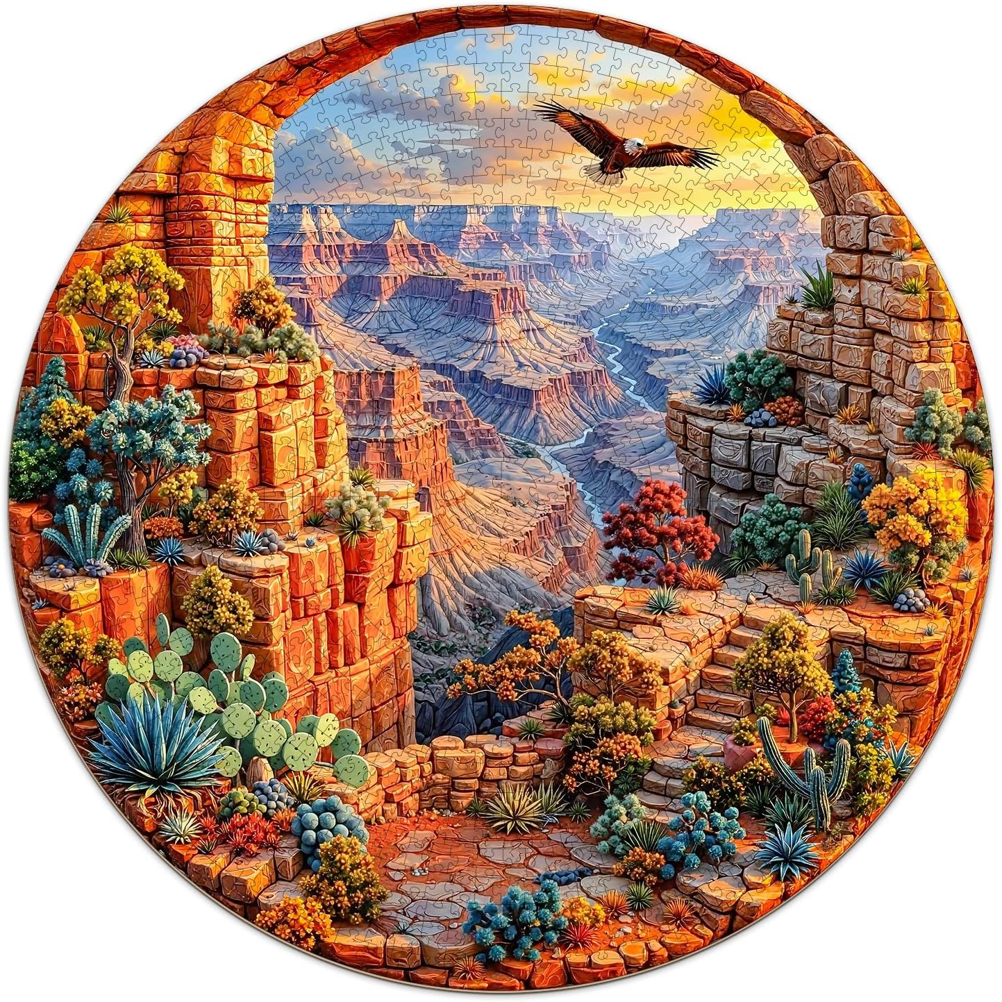 National Parks Puzzles for Adults 1000 Pieces, Round Nature Jigsaw Puzzles 1000 Pieces, Impossible Difficult Hard Challenging Puzzles for Adults, Art Puzzle for Home Decor (26.5 * 26.5in)