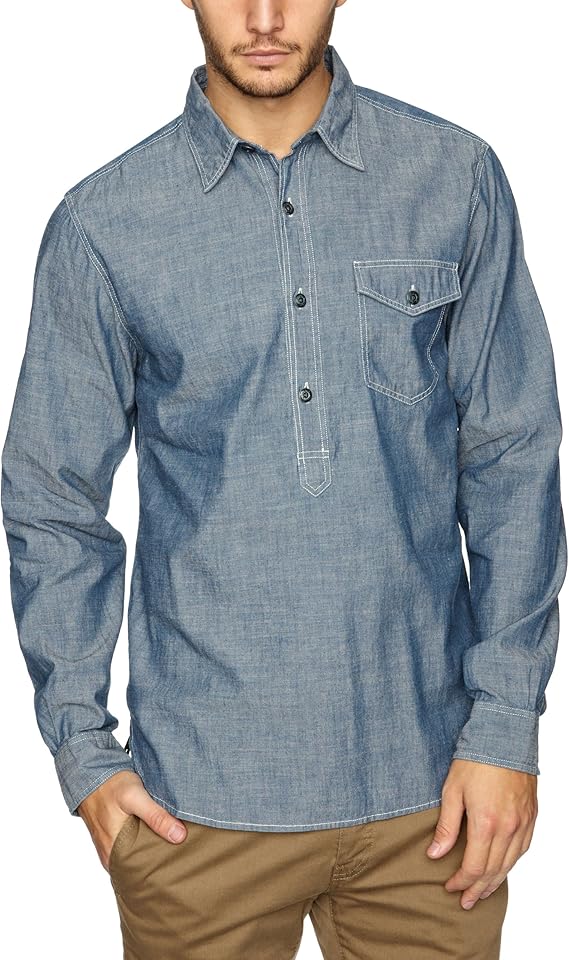 Dockers Popover Chambray Men's Shirt Medium Indigo Small Amazon.co.uk