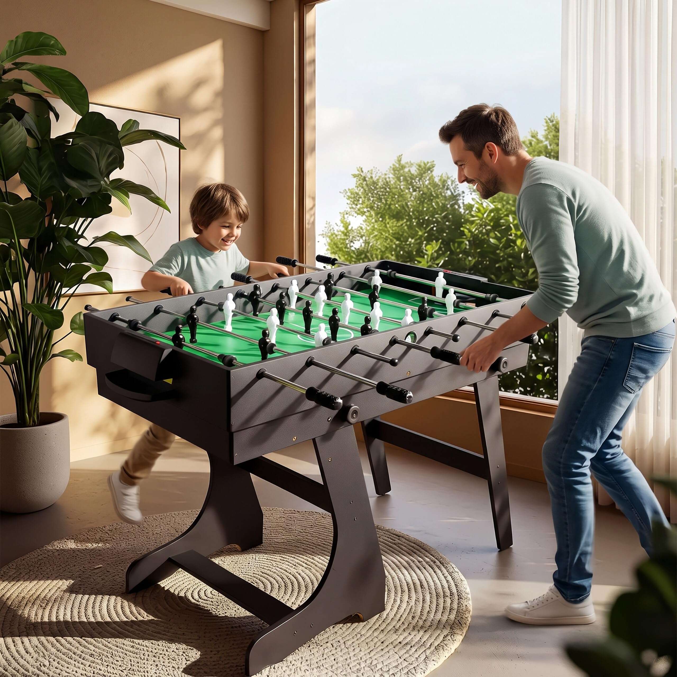 Tavolo da gioco Relaxdays 4-in-1: calcio balilla, biliardo, air hockey