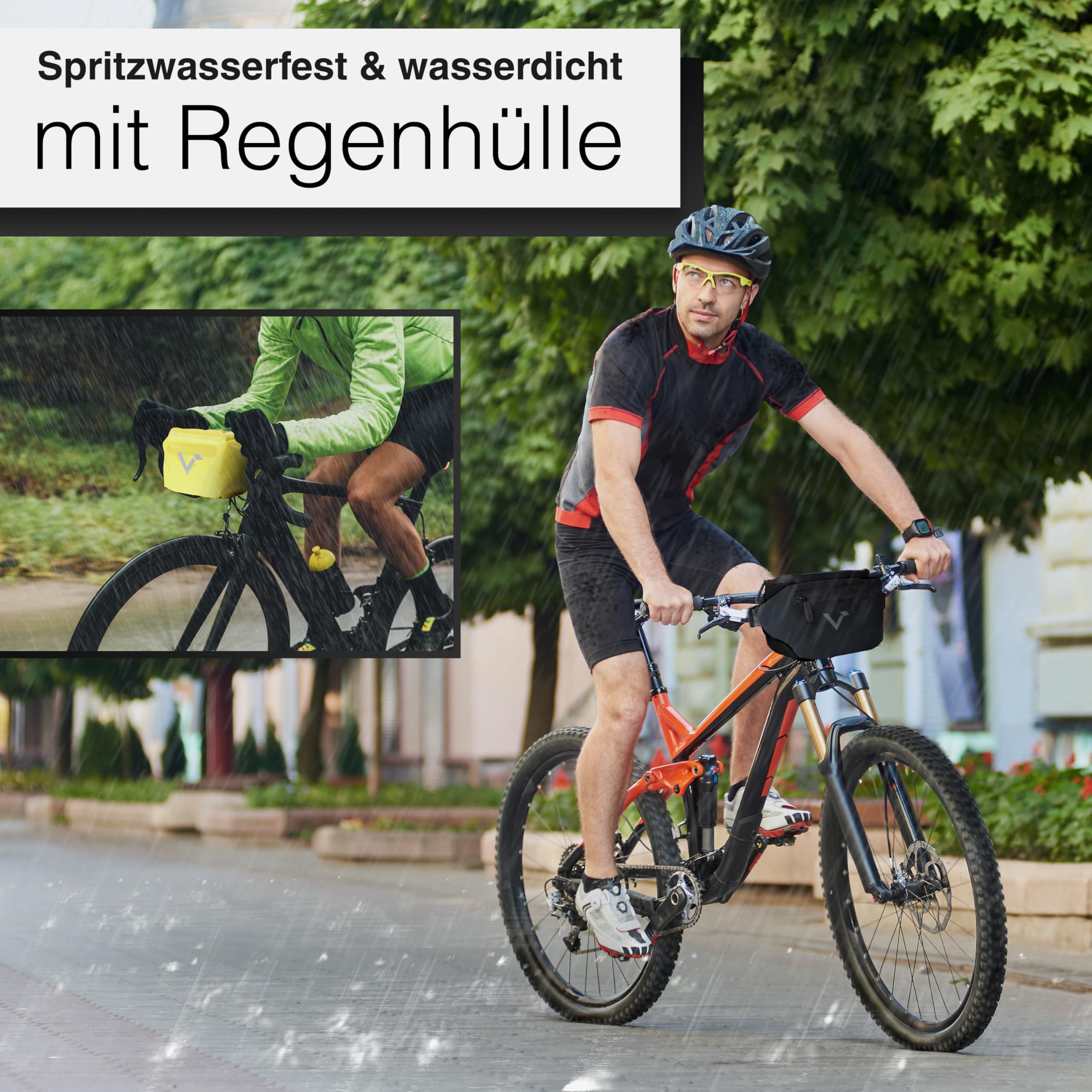 Valkental® x KLICKfix® - 3in1 Fahrradtasche Lenker | Vollreflektierend & Wasserfest - Geeignet als Lenkertasche & Bauchtasche | 4L Volumen | KLICKfix Fahrradtasche | Lenkertasche Ebike