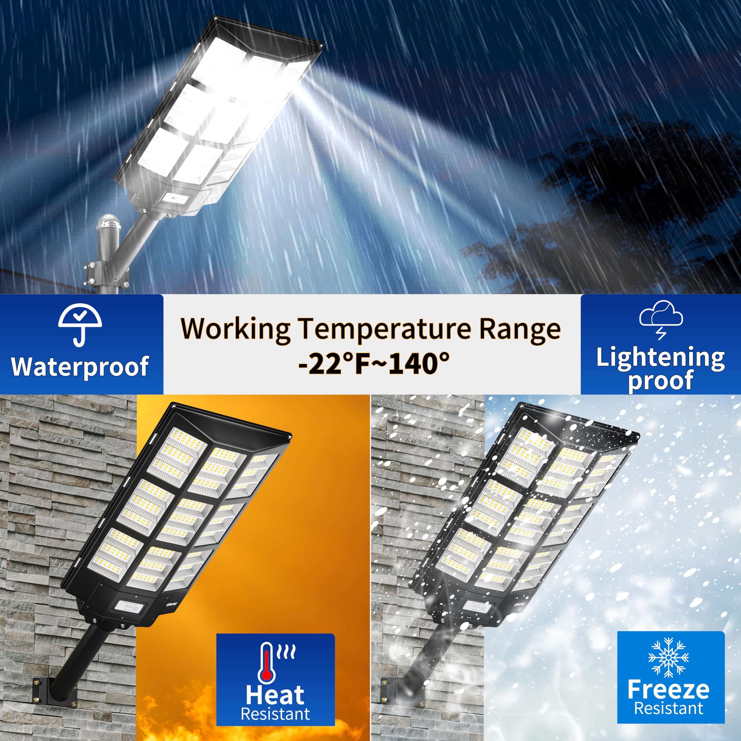 Ofuray Lampadaire Solaire Exterieur, 7000K Lumière Solaire