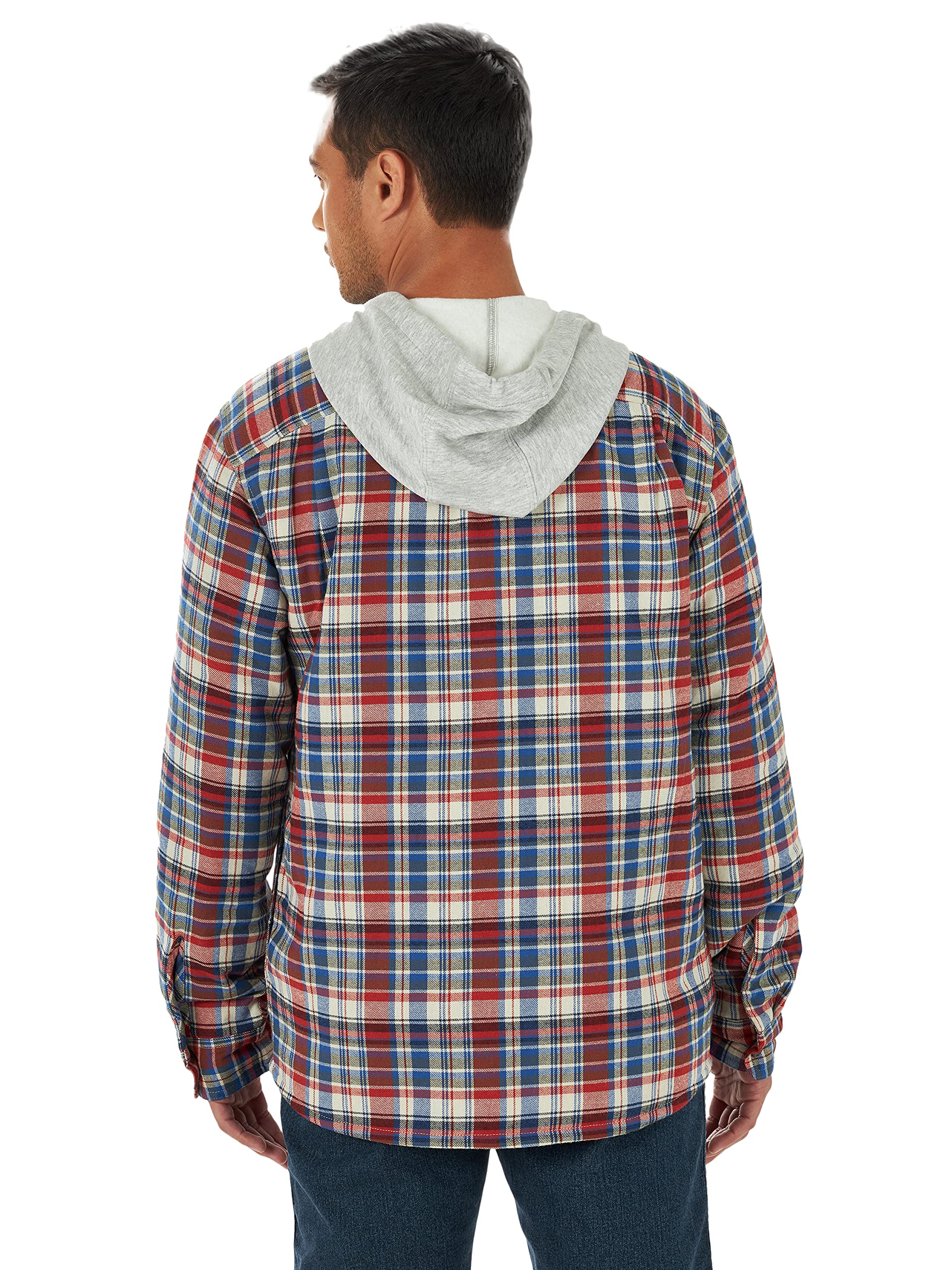 Men's Wrangler Quilt Lined Flannel Shirt Jacket-Navy Plaid