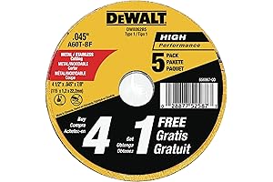 DEWALT Cutting Wheel, General Purpose Metal Cutting, 4-1/2-Inch, 5-Pack