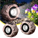 Solar Rock Lights Outdoor 2 Pack, Landscape Spotlight Faux Rock Lights Yard | Solar Landscape Lights, Natural Stone Appearance, Adjustable Spotlight, Auto On/Off, Waterproof Outdoor Garden Lighting