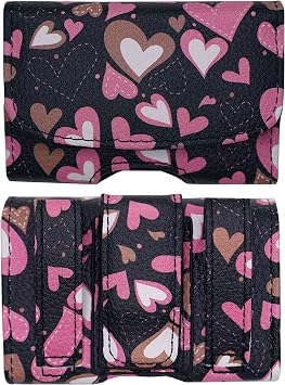 Painted Design Holster for Tandem Diabetes Care Insulin Pump tSlim X2 Horizontal-Black-Sweetheart