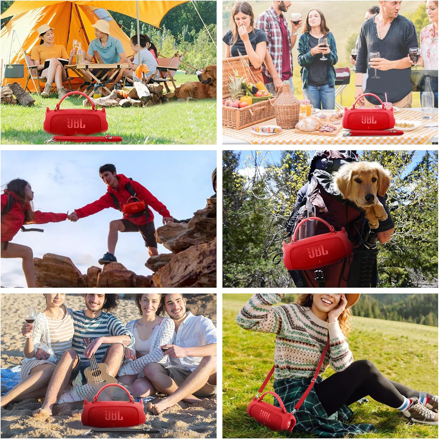 co2CREA Silicone Case for JBL Charge 6 Portable Waterproof Bluetooth Speaker, Portable Travel Soft Cover with Shoulder Strap, Protective Skin Case (Red) - Image 8