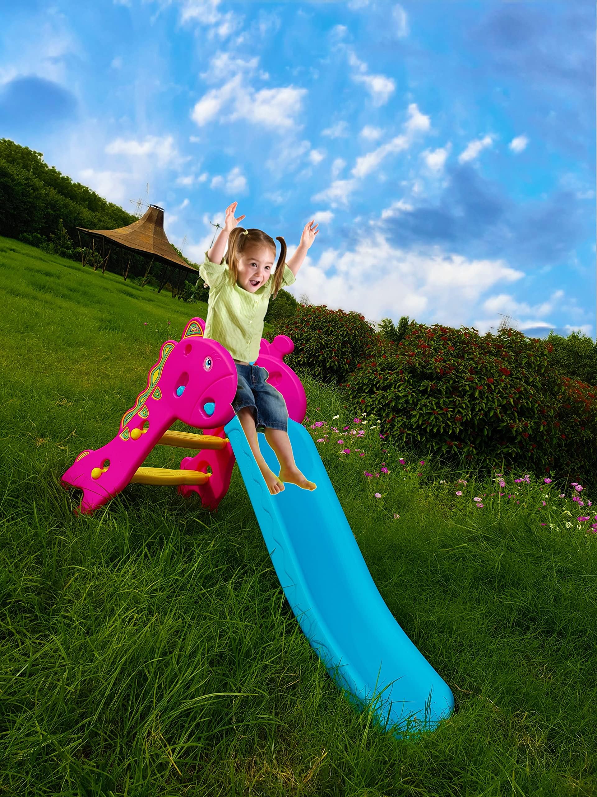 FIRST PLAY Folding Slide for Kids I Plastic Play Slide Climber I Toy Kids Slide for Indoor and Outdoor I Suitable for Boys and Girls - Age Group-1-5 Years (Purple and Pink)