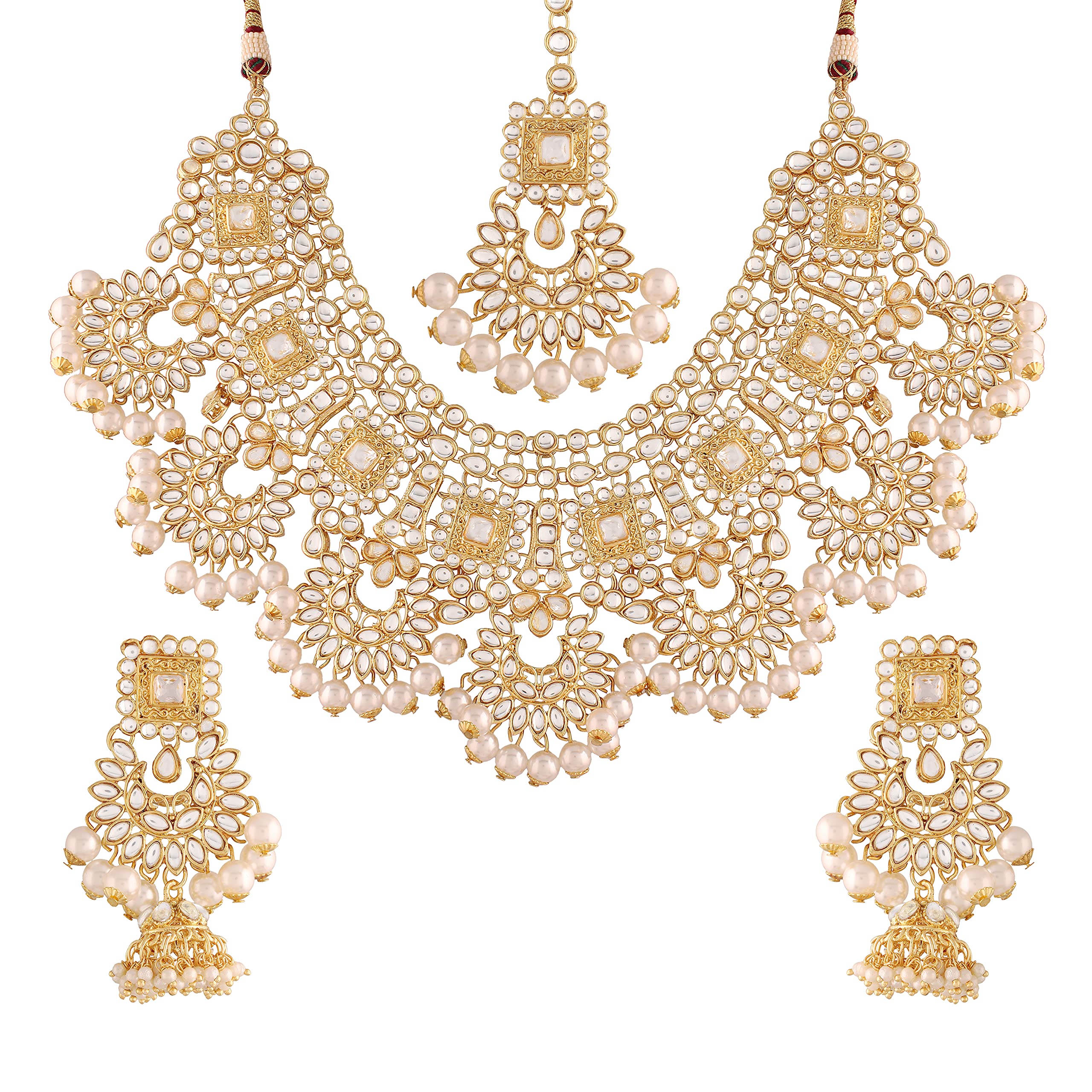 I Jewels 18K Gold Plated Traditional Handcrafted Faux Kundan & Stone Studded Bridal Choker Necklace Jewellery Set For Women (IJ026W) (B099PNS449) Amazon Price History, Amazon Price Tracker