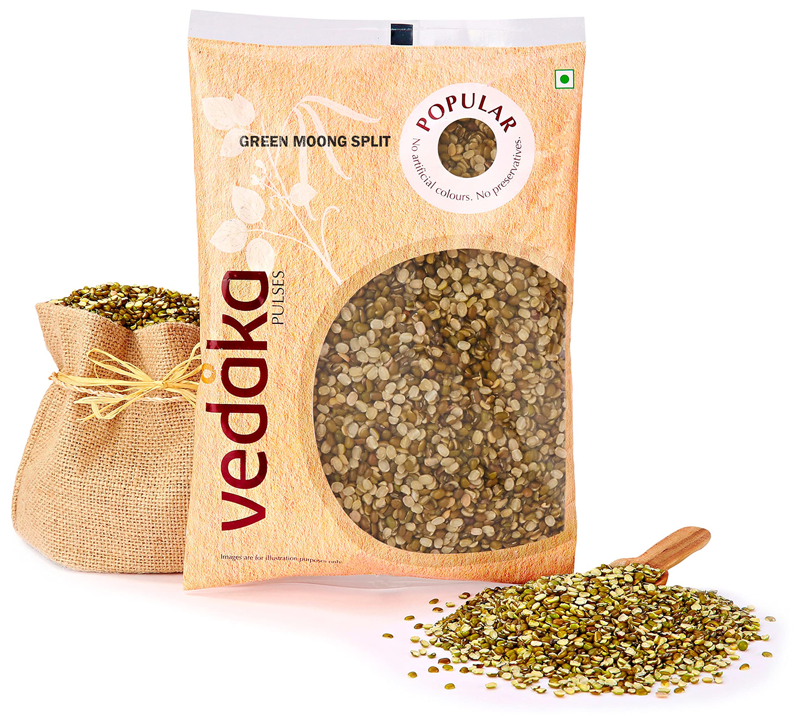 Amazon Brand - Vedaka Popular Green Moong Split / Chilka, 500g