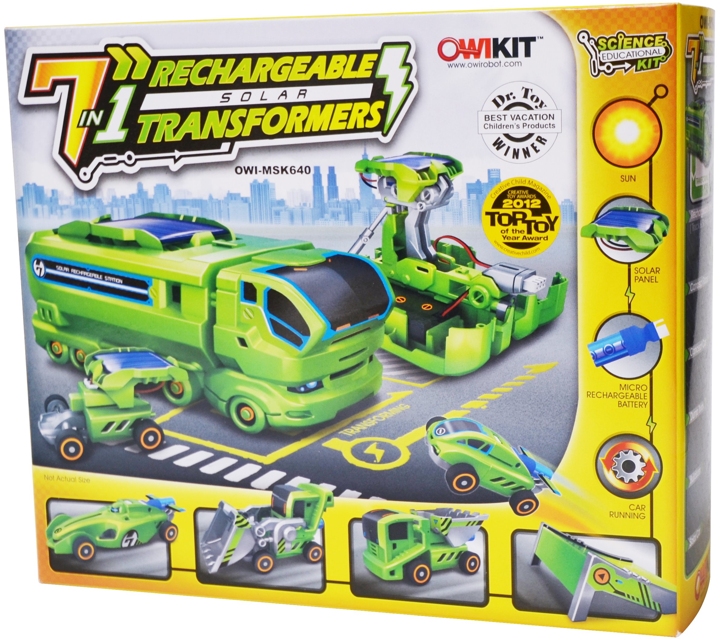 OWI MSK640 7 in 1 Rechargeable Solar Transformers Vehicle ROBOTIC DIY Set