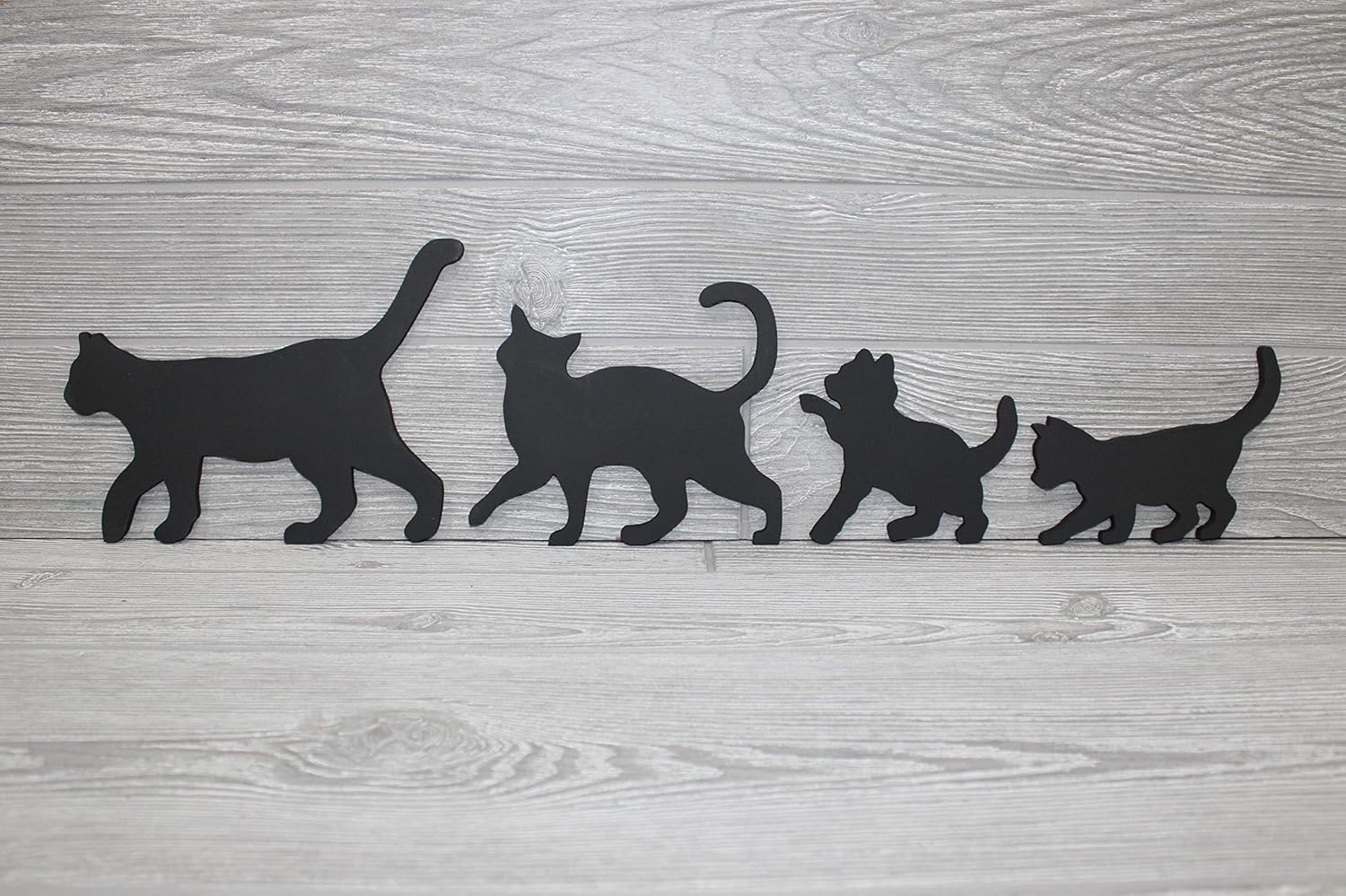 Black Cat Family of 4 – Wooden Cat Family - Cat Family Silhouette - Wooden Cat Silhouette - Cat Family Art - Cat Wall Art - Cat Animal Art – Cat Décor