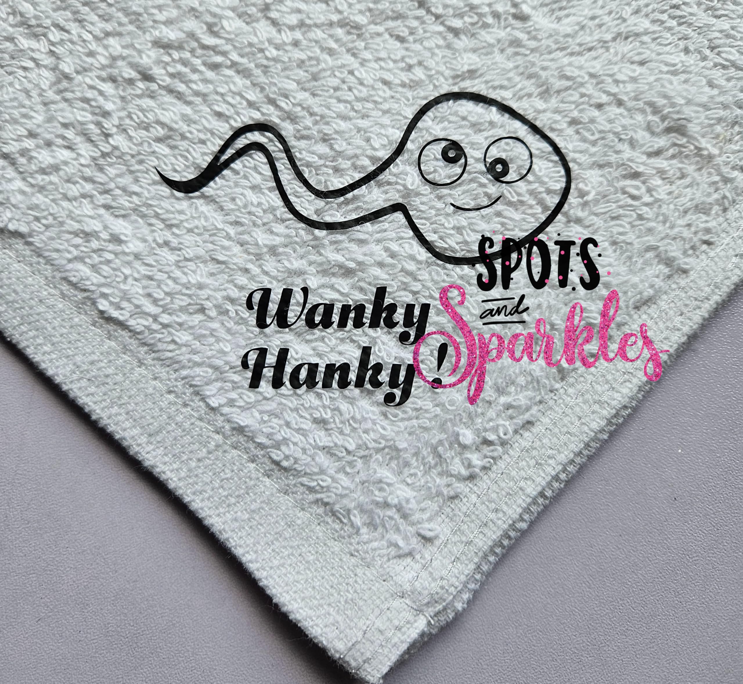 W*nky H*nky Handmade White Hand Towel - Novelty Fun Silly Handtowels, Funny Wedding Gifts, Adult Humor Birthday Gifts