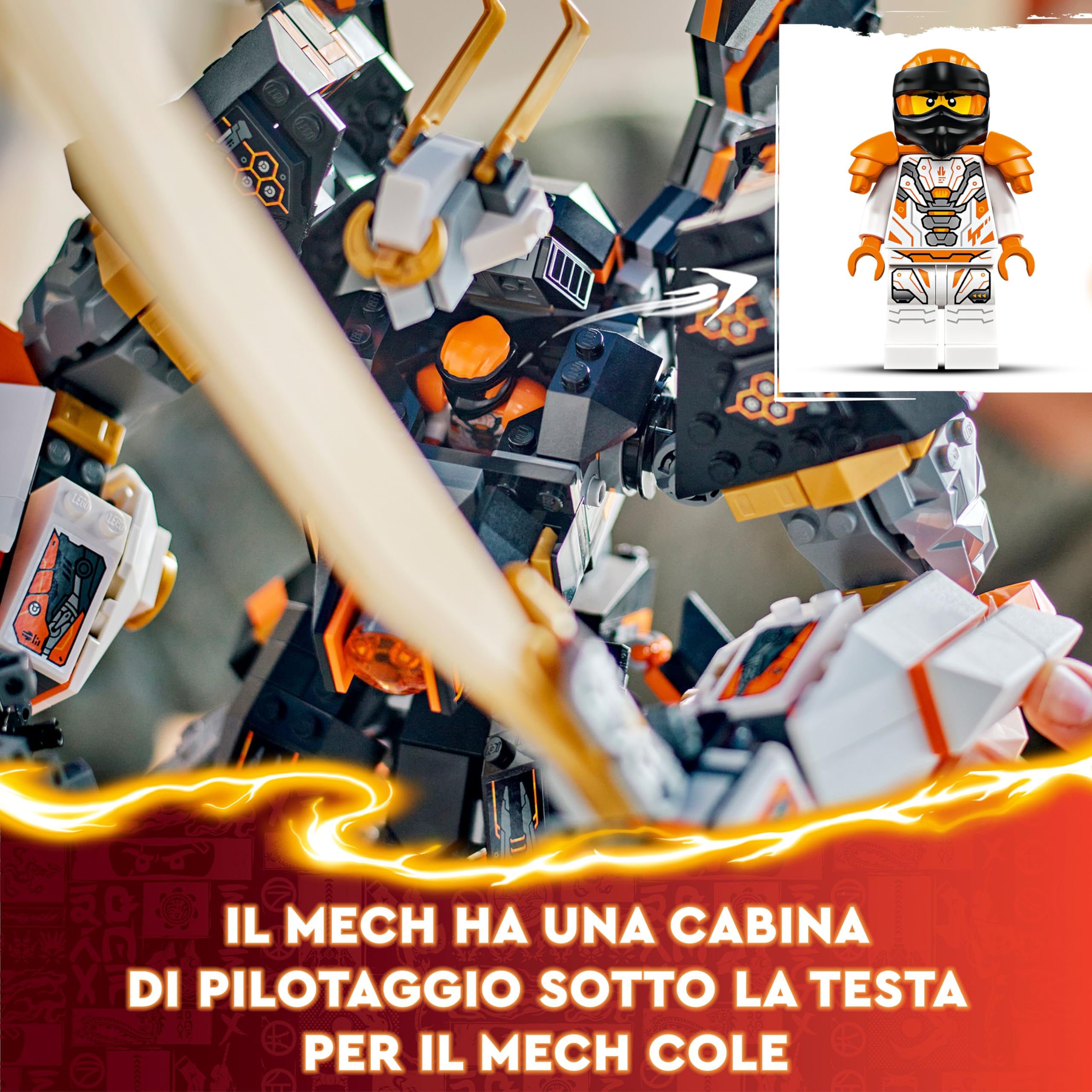 LEGO NINJAGO Mech Drago Titanio di Cole, Grande Set di Giochi d'Avventura per Bambini e Bambine da 12 Anni, Personaggio da Costruire con Spada Giocattolo e 1 Minifigure, Regalo di Compleanno 71821