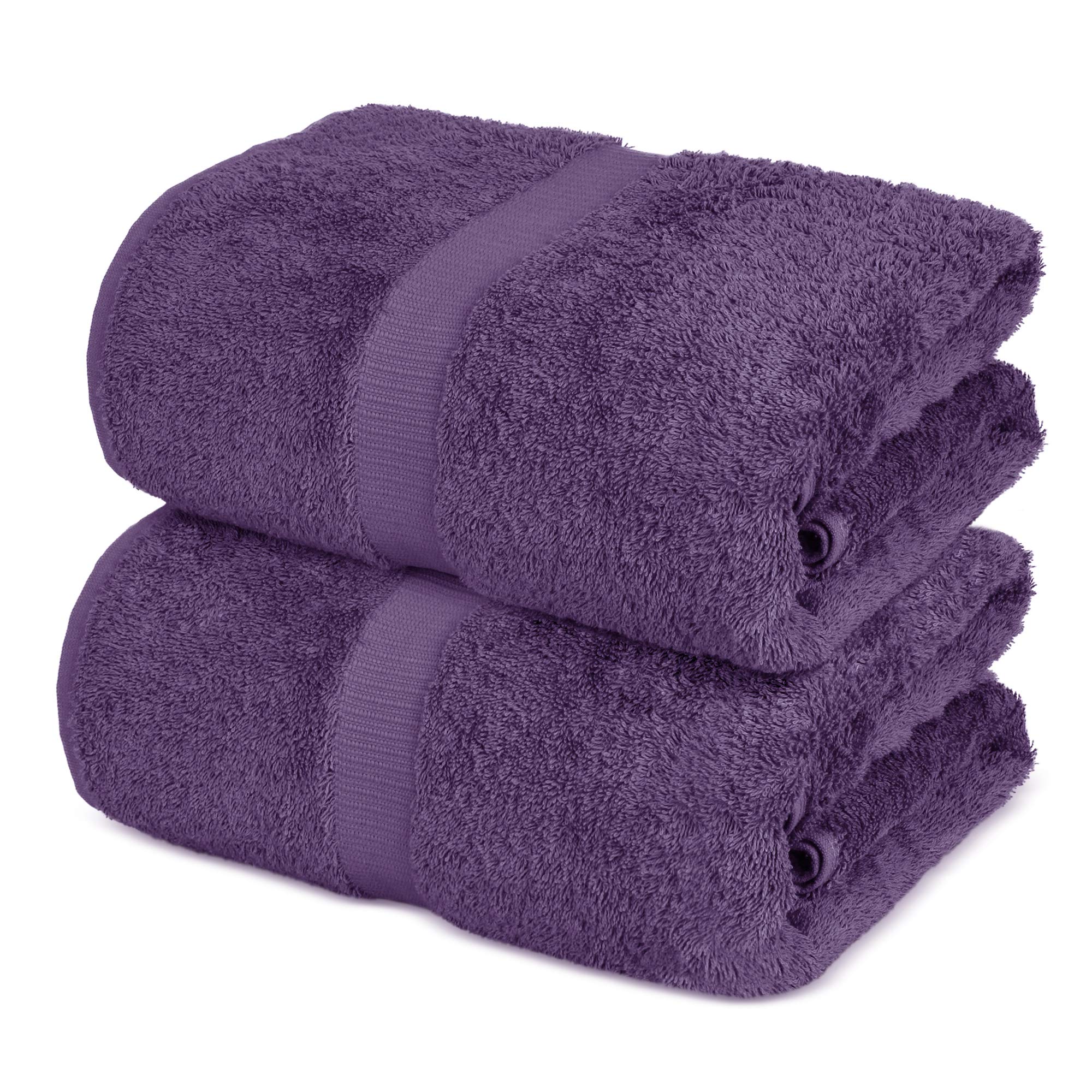 Towel BazaarPremium Turkish Cotton Super Soft and Absorbent Towels (2-Piece Bath Sheet Towel, Plum Purple), 35" x 70"