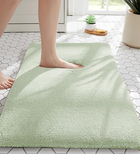 Miniatura 18 de MINIDEAR Alfombras de baño de 24 x 17 pulgadas, color gris volcánico, alfombra de baño de espuma elástica gruesa, ultra suave y esponjosa, Gris