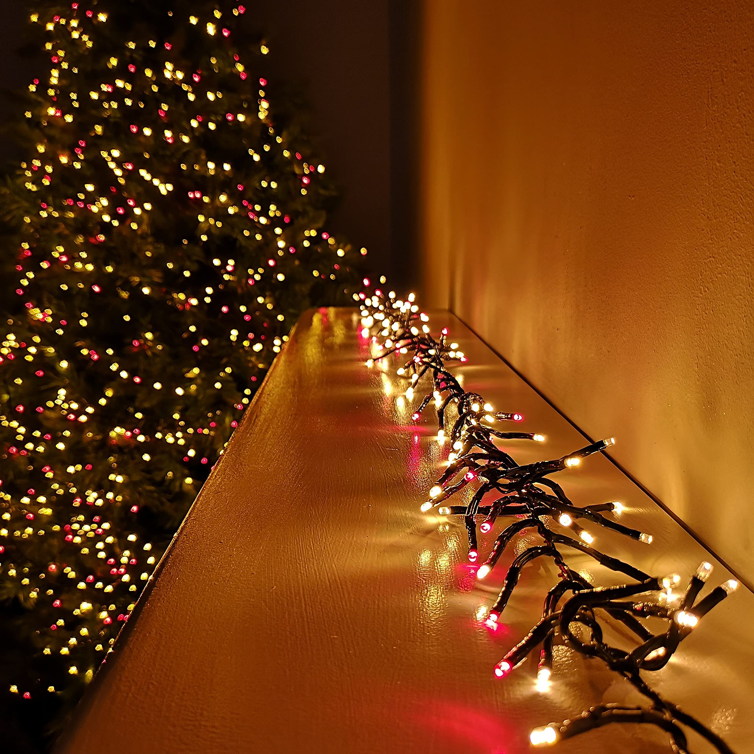 Premier 480 LED Cluster Multi-Action Christmas Tree Lights - RED & VINTAGE GOLD