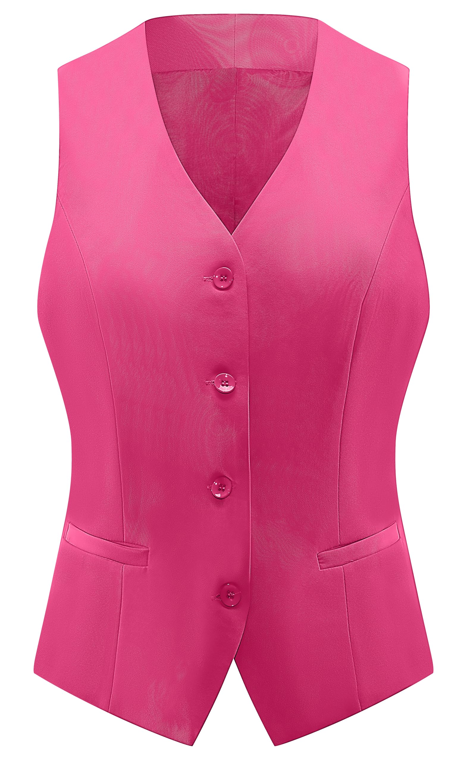 Women's Fully Lined 4 Button V-Neck Economy Dressy Suit Vest Waistcoat