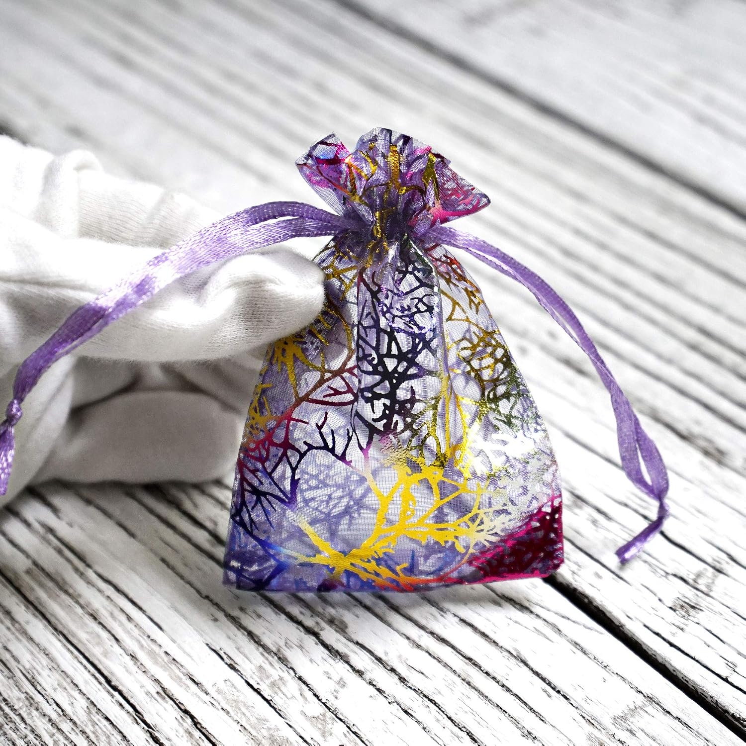FiveSeasonStuff Organza Wedding Favours Gift Bags Jewellery Birthday Party Baby Shower Arts & Crafts Gift Wrapping Candy DIY Pouches (7cm x 9cm - Image 3