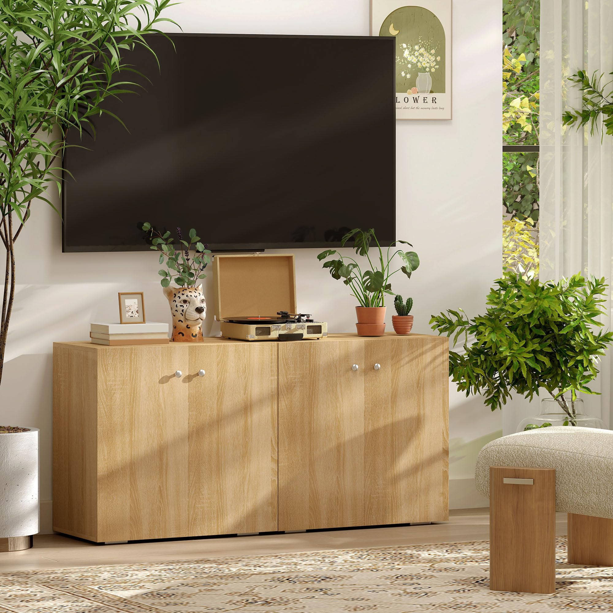 HOMCOM Mobiletto Multiuso a 2 Ante per Soggiorno o Ufficio 70x39x70cm | in Legno, Maniglie in Alluminio