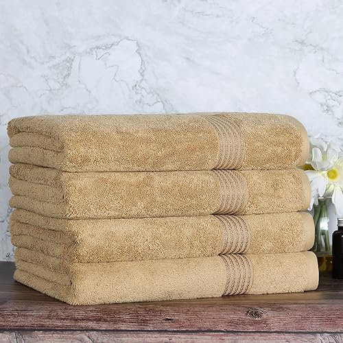 Miniatura 2 de Superior Juego de 4 toallas de baño de algodón egipcio para ducha, baño, spa, centro turístico, hotel, toallas suaves para el cuerpo, esenciales de