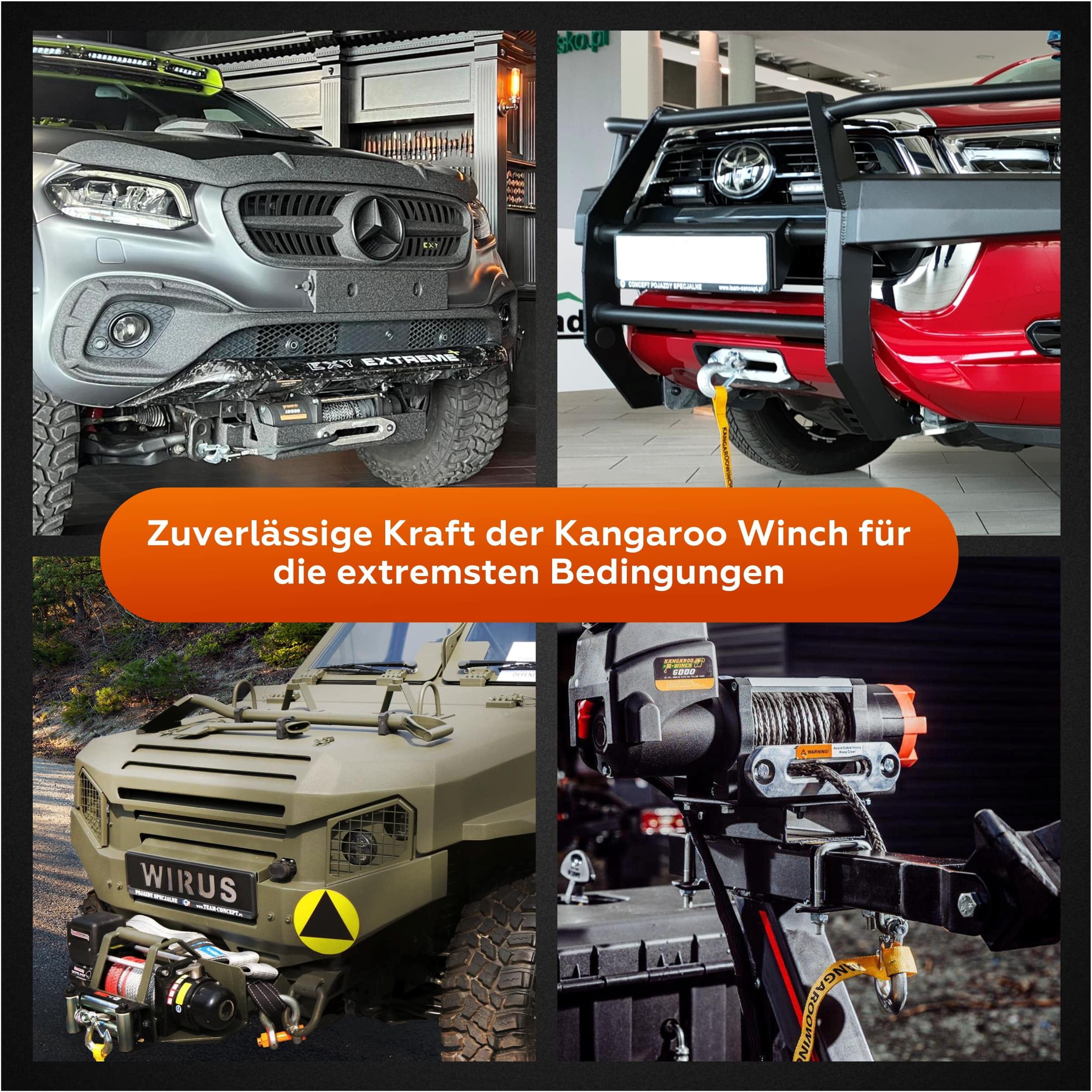 Schnelle Elektrische Seilwinde 12V, 10000 lbs Zugkraft | mit Funkfernsteuerung - Langlebiges Kunststoffseil - Perfekt für Offroad - 4x4 Forst- und Nutzfahrzeuge (K10000XP)