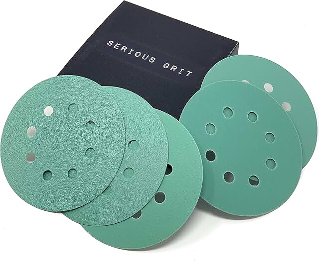 Serious Grit Assorted Sanding Discs - 5-Inch 8-Hole - Hook and Loop Heavy Duty Sandpaper - Fits Random Orbital Sanders - R...